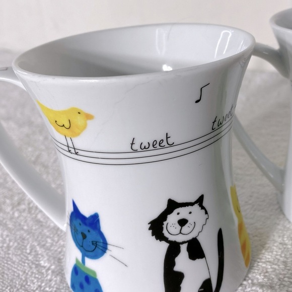 Stokes Gourmet Cat Kitty Bird Music Mugs x2 - Picture 5 of 10